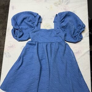 Free People Periwinkle Puff-Sleeve Mini Dress XS